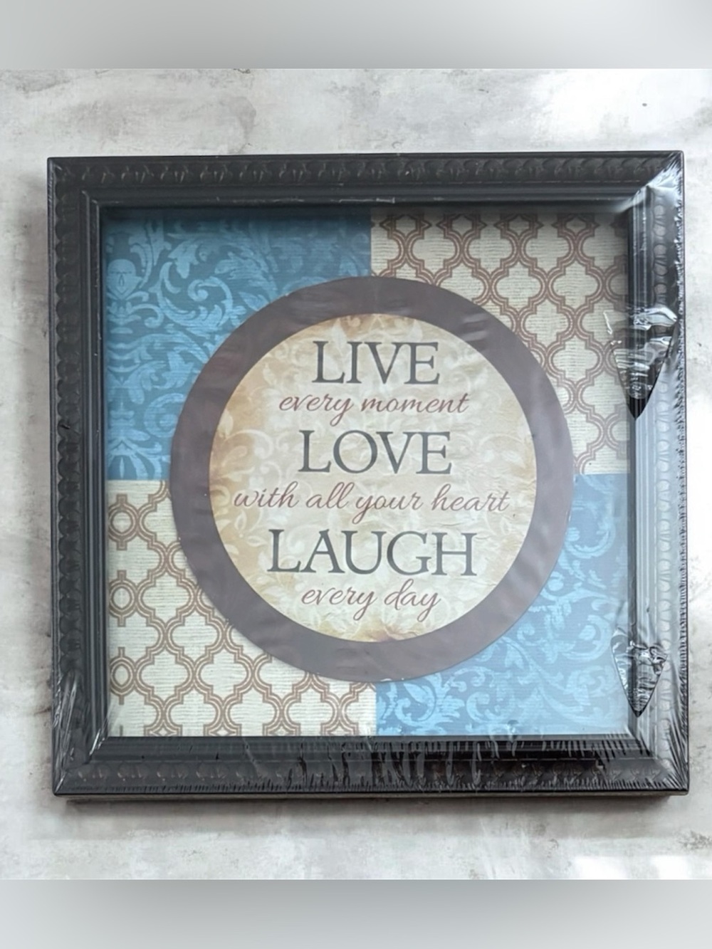 Brand New Sealed "Live, Love, Laugh" Framed Wall Decor Art